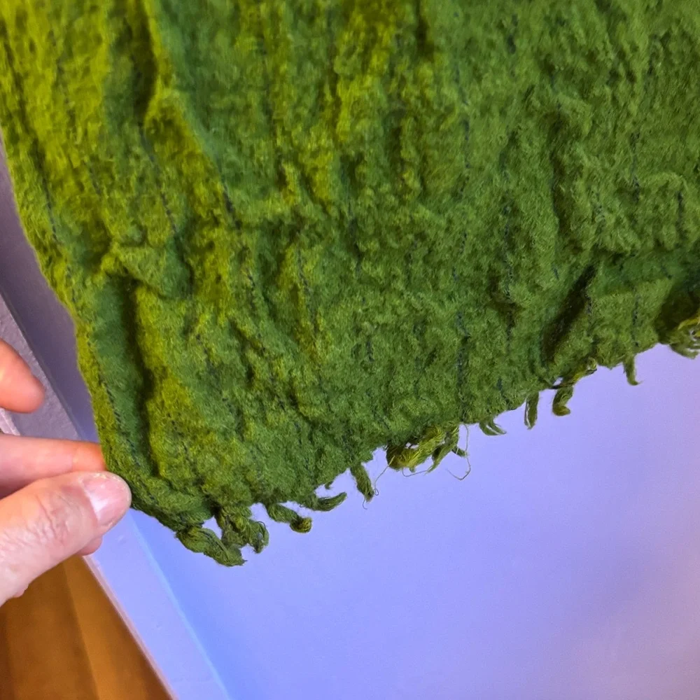 Moss Olive Preppy Green Textured Scarf y2k Fall winter